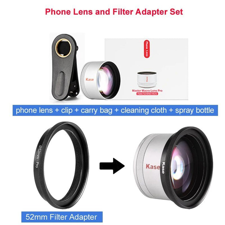 Kase Phone HD Master Macro Lens Pro for iPhone 14 13 12 11 8 7 X XR Samsung Xiaomi Android,17mm Thread Mount / Metal Body - Phone FilmStudio