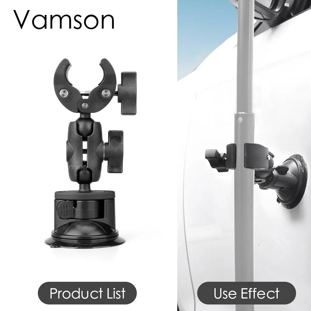 Vamson Car Suction Cup Holder with Double Ball Head Adapter with Invisible Selfie Stick for Insta360 One R X2 GoPro Accessories - Phone FilmStudio